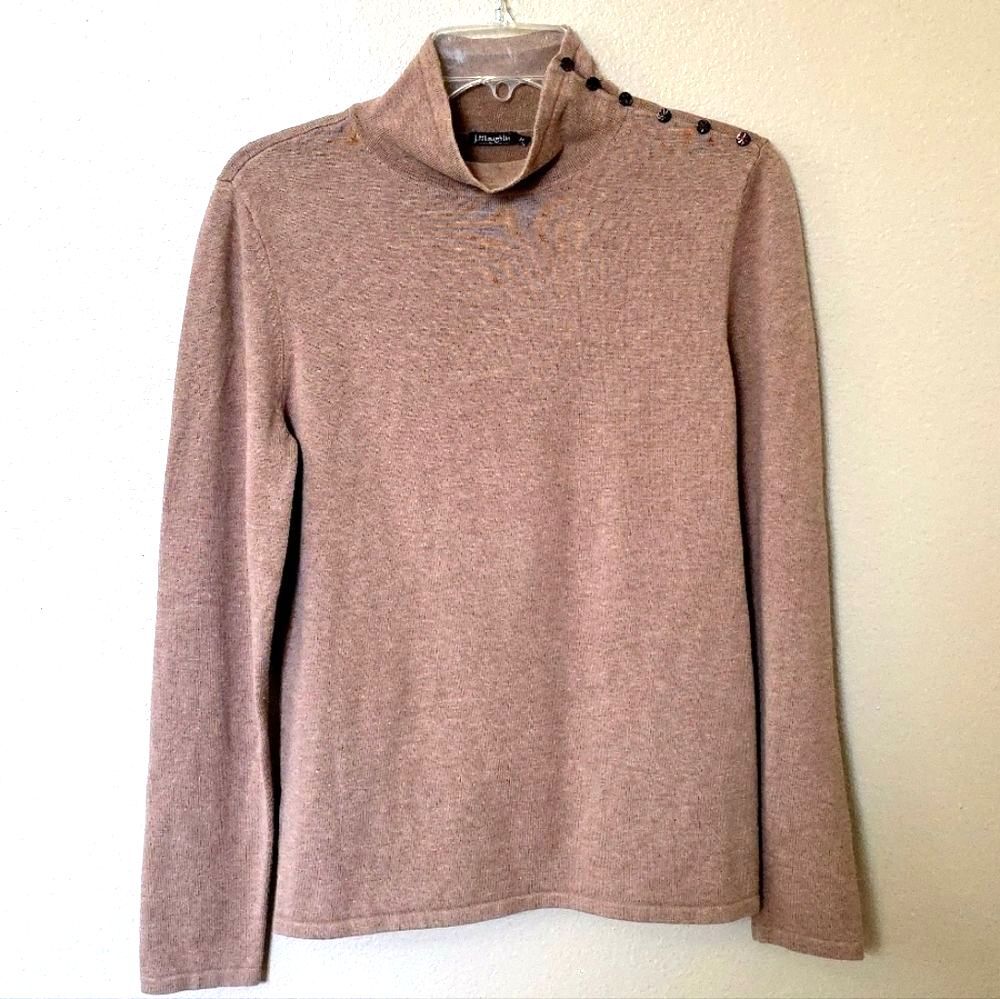 J. Mclaughlin Womens Brown Cotton Modal Mock Neck Knit Sweater - Size Medium